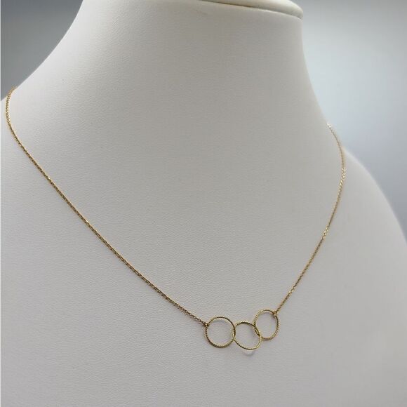 Gold over sterling necklace, 3 rings - Picture 3 of 5